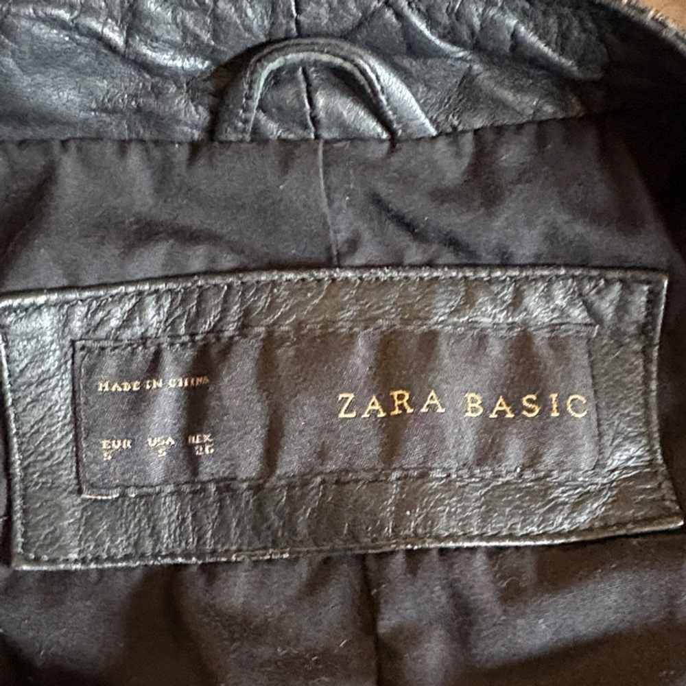Zara Dark Gray Leather Jacket - Picture 4 of 6